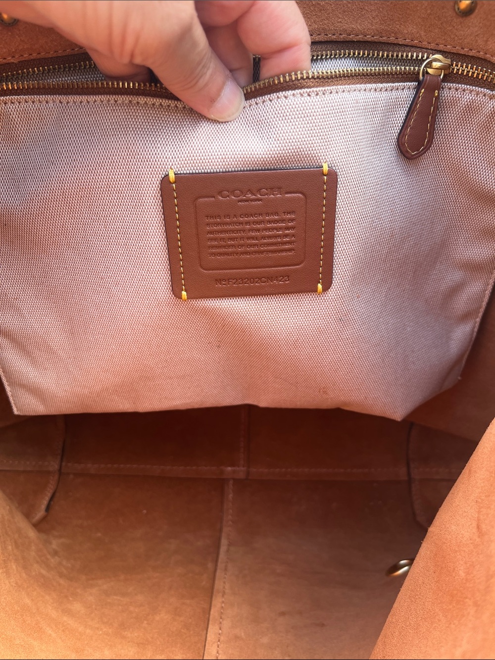 Coach Two-Tone Beige and Cream Leather Tote - Picture 14 of 15
